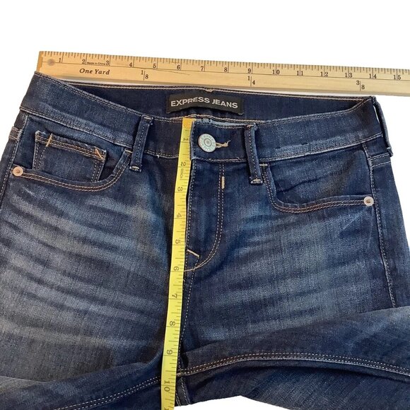 Express Legging Distressed Jeans Mid-Rise Blue Denim Stretch Size 2R - Picture 8 of 12